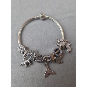 Princess Cruise Line Silver Tone Metal Charm Bracelet W/ Nautical/Animal Charms